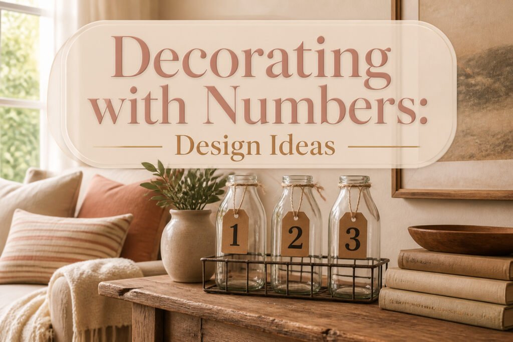 A decorative display featuring various numbered items in a stylish arrangement.