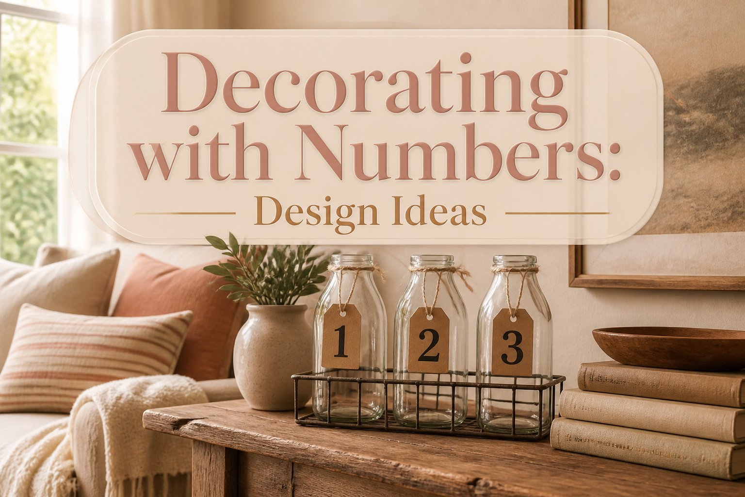 A decorative display featuring various numbered items in a stylish arrangement.
