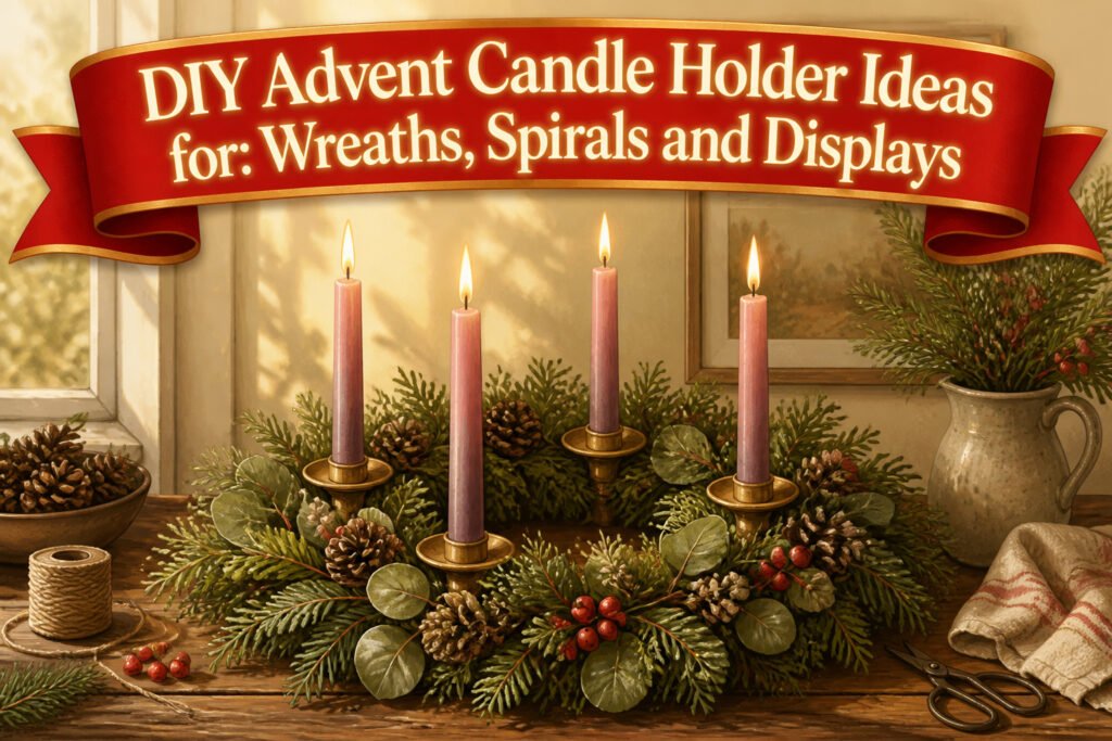 Various DIY Advent candle holder ideas displayed together.