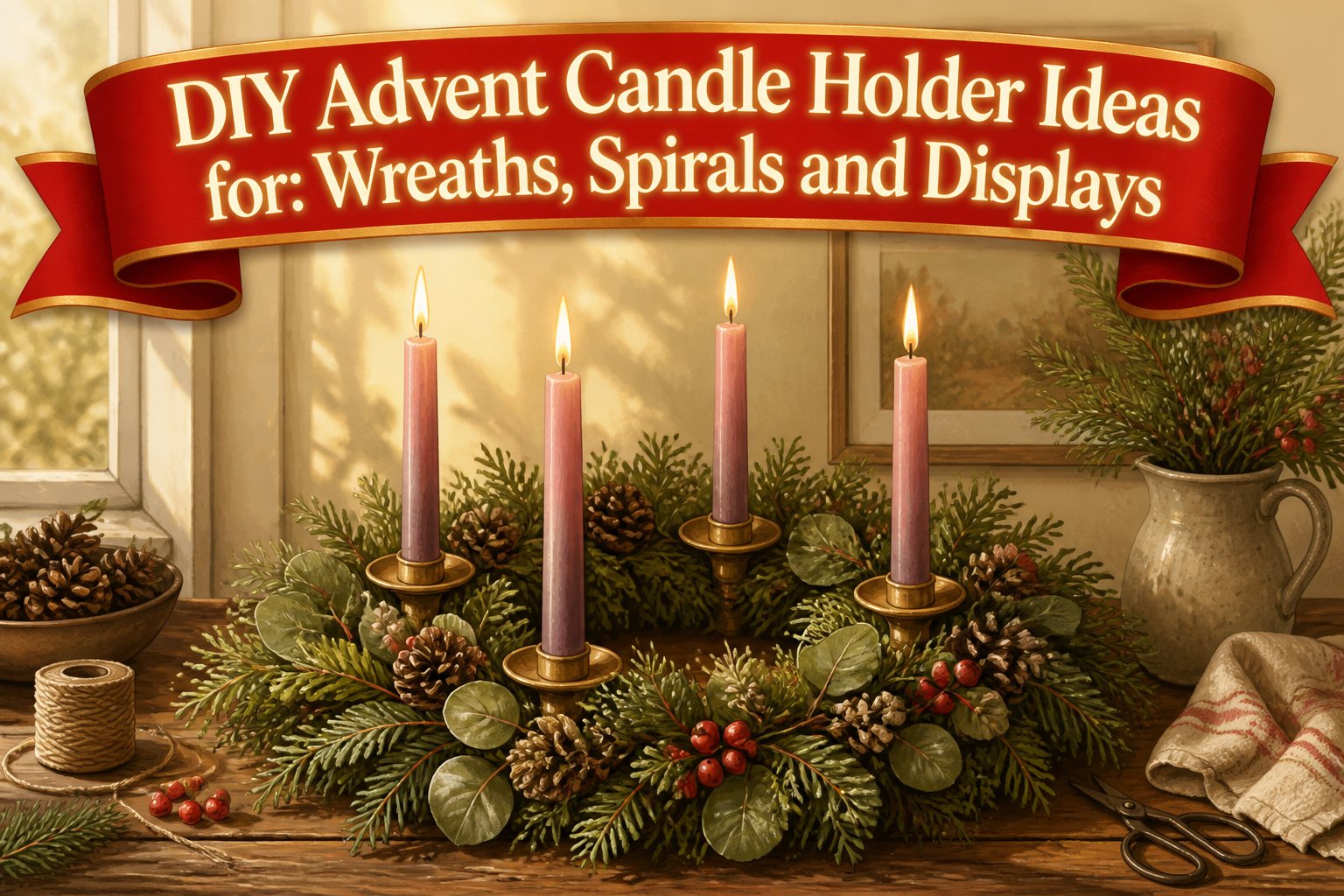 Various DIY Advent candle holder ideas displayed together.