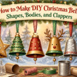 A collection of DIY Christmas bells made from plastic cups, paper, and clay pots.