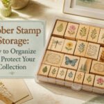 A variety of organized rubber stamps displayed using different storage methods.