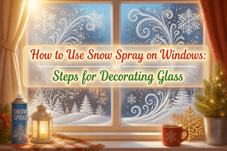 How to Use Snow Spray on Windows: 9 Steps for Decorating Glass in 2026 5 A window with various snow spray decorations, including silhouettes and patterns.