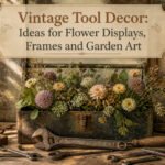 Various vintage tools displayed as decor against a neutral background.