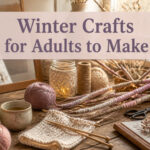An assortment of winter crafts including snowballs, vases, and decorations.